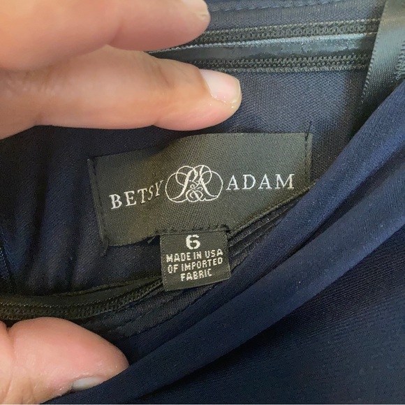 Betsy & Adam 6 Blue Floral Off Shoulder Dress Sleeveless Long Maxi Sheer Waist - Picture 11 of 12